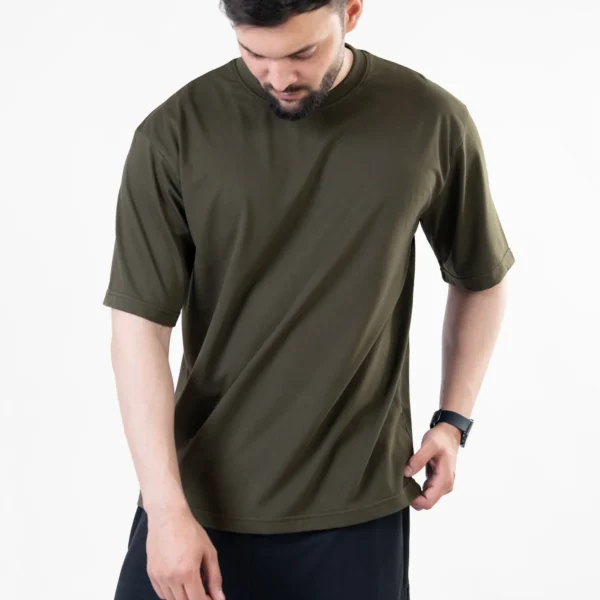 Olive Blank Oversize T-Shirt - Image 3