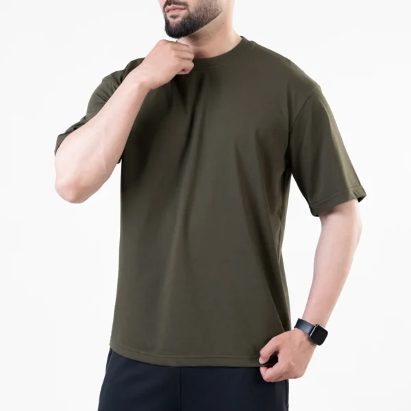 Olive Blank Oversize T-Shirt - Image 2