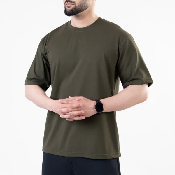 Olive Blank Oversize T-Shirt - Image 4