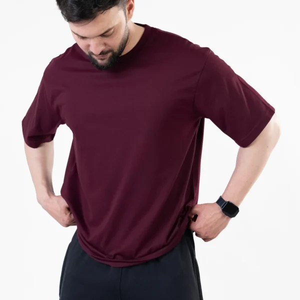 Wine Maroon Blank Oversize T-Shirt - Image 2